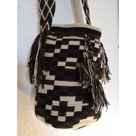 Sac mochila traditionnel Wayuu 100% laine - Design unique - Artisanat de Colombie (Guajira)