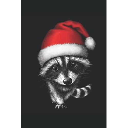 Waschbär Mit Weihnachtsmütze - Notizbuch: Schulheft Format: A5 (6x9 Zoll) 110 Seiten Punkte Raster Mit Seitenzahlen Sport Tagebuch Notizheft Hausaufgabenheft Original Fd-Design