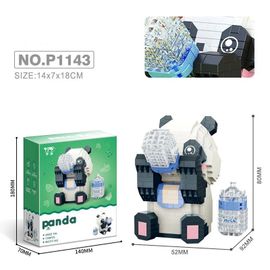 P1143 Boire Du Lait - Puzzle De Blocs De Construction De Panda Géant Pour Enfants, Jouets Éducatifs Avec Boîte, Modèle De Jouet De Série, Ornements De Construction, Cadeaux Pour Filles