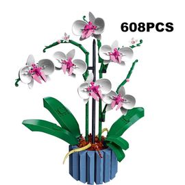 Pas De Boîte D'origine - Moc-Bouquet D'orchidées Et De Fleurs Succulentes En Pot, Blocs De Construction, Plante, Décoration, Assemblage, Jouets, Cadeau Pour Les Filles, 10311