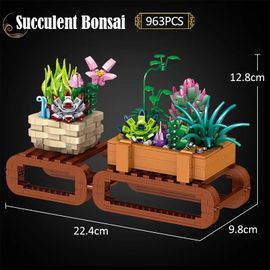 Succulent - Mini Moc City Bonsai Ornements Décennie S De Construction Pour Enfants, Décoration De La Maison, Plante En Pot, Figurines, Briques, Jouet Cadeau, Amis, 1426pcs