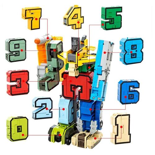 15 Pcs - Blocs Éducatifs Créatifs Pour Enfants, Bricolage, Assemblage, Transformation Des Chiffres, Robot Jouet Pour Enfants