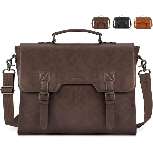 TIANYI-Sac Ordinateur Portable 15,6 Pouces Sac Bandoulière Homme Imperméable Cuir PU Sac Messenger Mallette PC pour Collège Travail Affaires Café