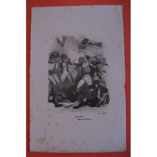 Gravure Ancienne Fin 19° La Mélée Murat D'après Jules David Graveur Verdeil