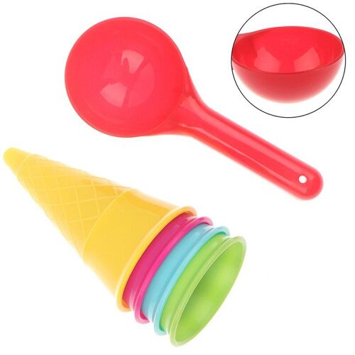 Ensemble De Cône De Crème Glacée, 5 Pièces/Lot, Jouets De Plage, Jeu De Sable Pour Enfants, Éducatif, Montessori, Ensemble De Jeu D'été, Cadeau