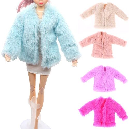 Veste De Poupée En Fourrure Pour Enfant, Manteau De Peluche Doux, Robe De Mariée, Vêtements Chauds D'hiver, Jouet, 1 Pièce, 29cm