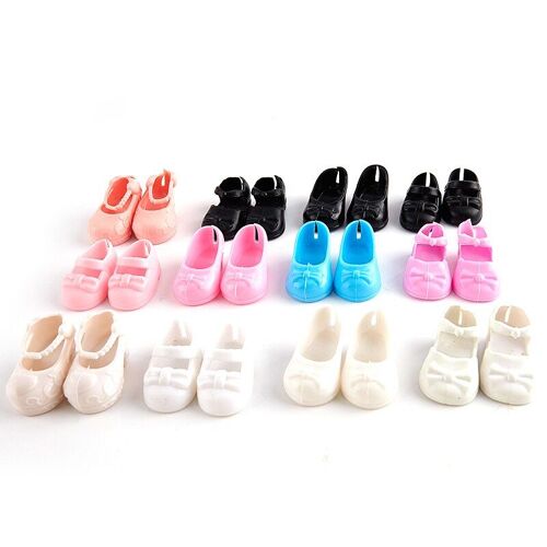 Chaussures de poupée en plastique PVC, 3 paires/4, paires/pack, couleur unie, noeud mignon, motif lapin, accessoires