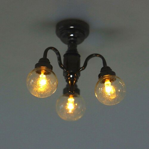 Plafonnier Led Miniature À 3 Bras Pour Maison De Poupée, Luminaire Décoratif D'intérieur, Commande Marche/Arrêt, 1:12