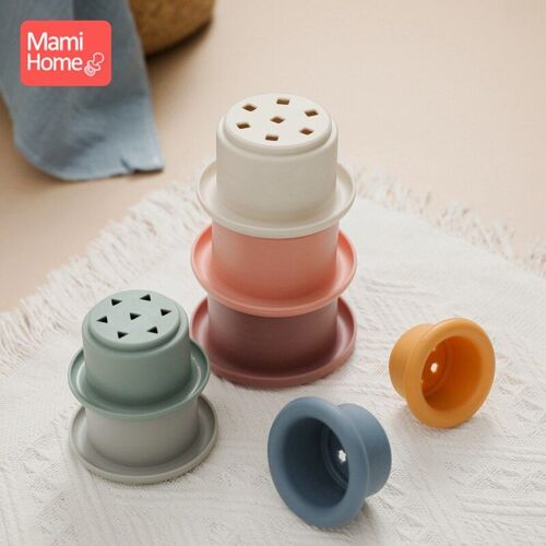 Bloc De Dentition En Silicone Sans Bpa, 7 Pièces, Jouet De Baignoire Pour Bébé, Tasse À Empiler, Montessori, Cadeaux Éducatifs Précoces Pour Enfants