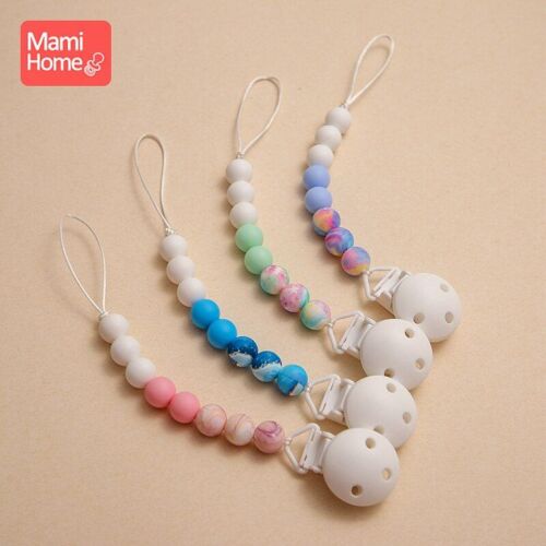 Attache-Tétine En Silicone Pour Bébé, 1 Pièce, Chaîne Pour Sucette Sans Bpa, Perle Étoile, Clip De Sucette De Qualité Alimentaire, Formation À Mâcher, Soins Pour Bébé, Anneau De Dentition, Produits