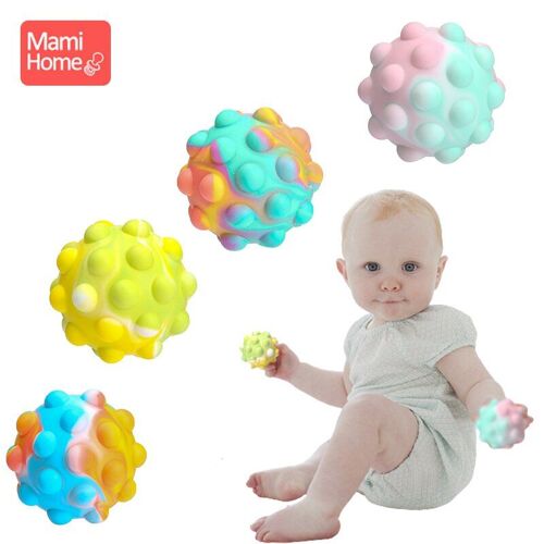 Jouet De Décompression En Silicone Pour Bébé, Balle Arc-En-Ciel, Jouet À Presser Les Doigts, Balle Élastique 3d, Jouet Sensoriel Anti-Stress Pour Enfant, 1 Pièce