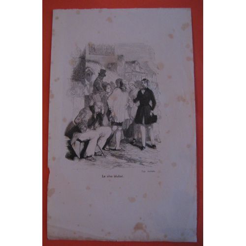 Gravure Ancienne Fin 19° Le Rêve Réalisé