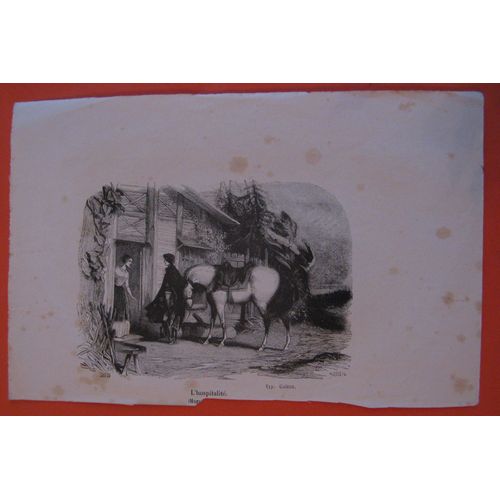 Gravure Ancienne Fin 19° L'hospitalité D'après David Graveur Verdeil