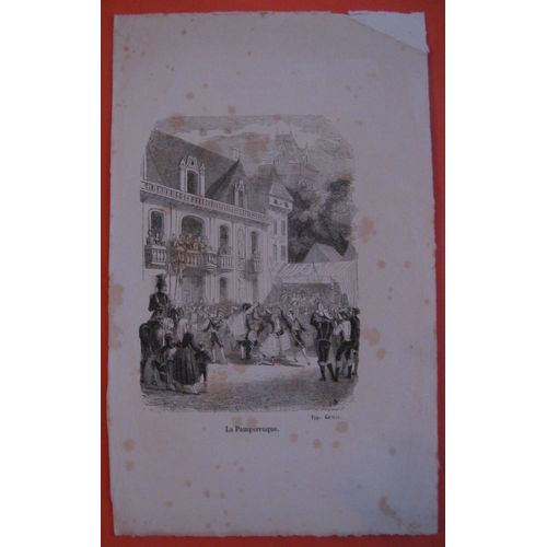 Gravure Ancienne Fin 19° La Pamperruque Danse Basque Bayonne