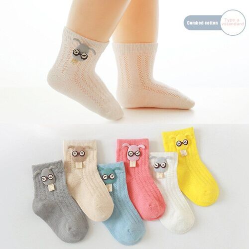 Chaussettes En Coton Pour Enfants De 0 À 3 Ans, Chaussettes De Couleurs Vives, En Maille Respirante, Multicolore, Pour Bébés, Garçons Et Filles