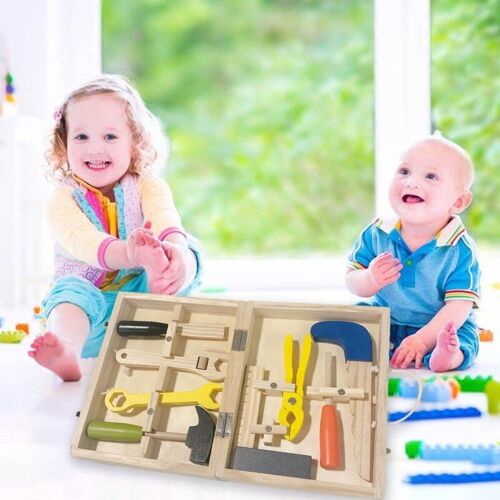 1 Set Enfants Semblant Boîte À Outils Jouet Éducatif En Bois Outil De Réparation Cerveau Développement Charpentier Jouet W/Tournevis Pour Enfant 8pcs