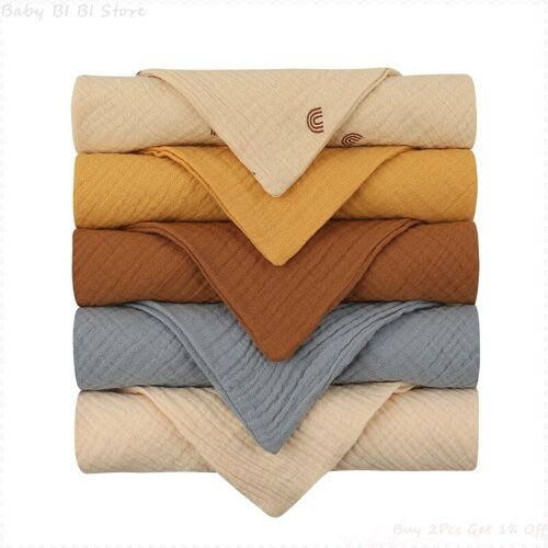 Lot De 5 Mouchoirs Carrés Pour Bébé, Serviette Pour Le Visage, Pour Nouveau-Né, 30x30cm, Gaze Douce Et Absorbante, En Coton, Bavettes D'alimentation Pour Enfants