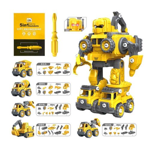 Camion D'ingénierie De Camion De Pompiers Avec Transformation Automatique De La Lumière Et De La Musique, Jouet Assemblé De Robot