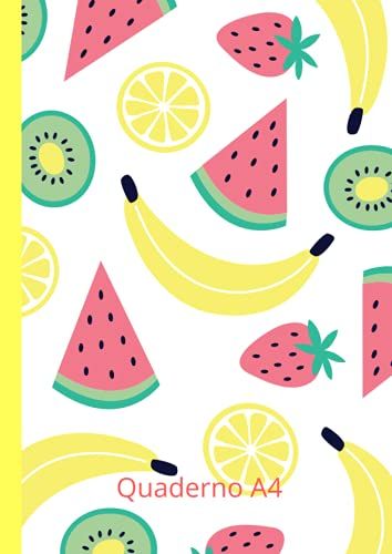 Quaderno A4 A Righe: 100 Pagine, Formato A4 Senza Margini Linea Frutta