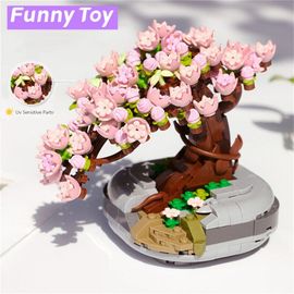 Blocs De Construction De Bouquet De Plantes Succulentes, Kit De Modèle De Plante De Cerisier, Briques Assemblées À Empiler, Cadeaux Pour Enfants, Jouets