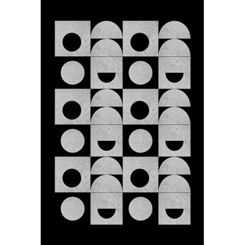 Mid-Century Concrete Moon Blank Notebook: Retro Gray And Black Geometric Notebook Journal With 120 Plain Blank Pages 6x9
