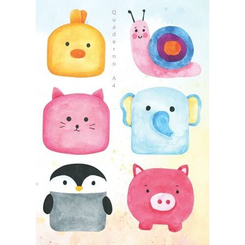 Quaderno A4 A Righe: 100 Pagine, Formato A4 Senza Margini Linea Animali