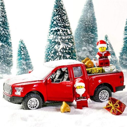 Jouet De Voiture En Alliage, Décorations D'arbre De Noël Pour Enfant, Camion Rouge Vintage En Métal, Pour La Maison, Pick-Up, Décorations Artisanales