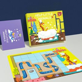 Puzzle En Bois Pour Enfant, Entraînement À La Pensée Logique, Planche De Puzzle, Jouet Crocodile Hippopotame, Connexion De Tuyau D'eau De Bain