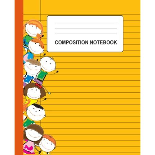 Composition Notebook Wide Ruled: Lined Writing Paper For Elementary Level Kids Amber Yellow Cover