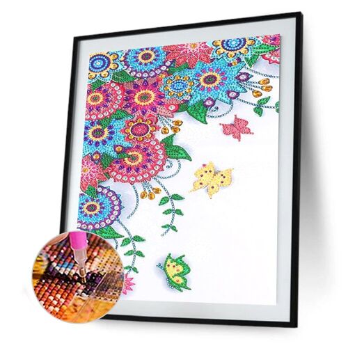 Peinture De Diamant 5d À Mosaïque De Fleurs Et De Papillons, Kit De Dessin D'images, Art Mural Fait À La Main Pour La Décoration De La Maison, 30x40cm