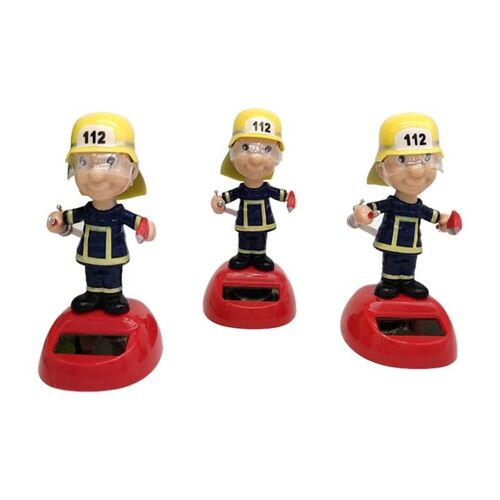 Poupée De Pompier À Énergie Solaire, Jouet À Boule, Cadeau De Noël Pour Enfants, Décoration D'intérieur De Voiture Et De Maison