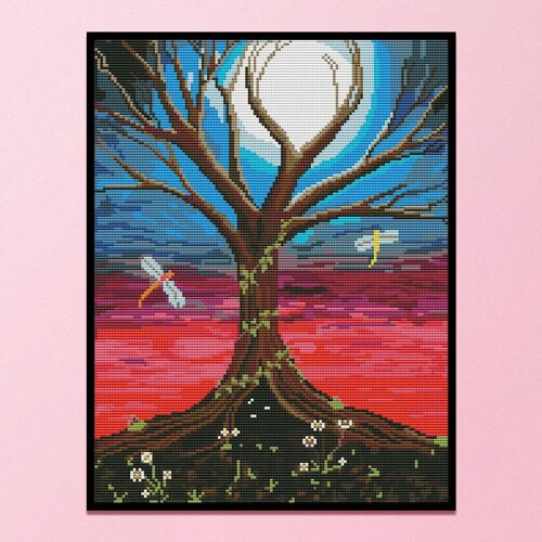 Kit De Broderie 11ct De Points De Croix D'arbre Lunaire, Ensemble De Broderie, Bricolage, Artisanat Pendentif Décoratif