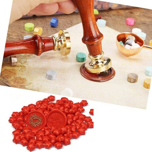 Sceau De Cire À Cacheter, 100 Pièces, Perles De Cire Pour Amoureux, Artisanat Joyeux Nouvel An, Cadeau D'invitation De Mariage, Enveloppe, Tampon Doré Coloré