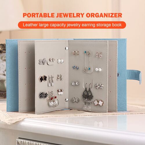 Livre de rangement pour boucles d'oreilles et boucles d'oreilles, boîte à bijoux créative, tout en cuir, livre de rangement pour bijoux, plateau, cadeau pour dame, nouvelle collection
