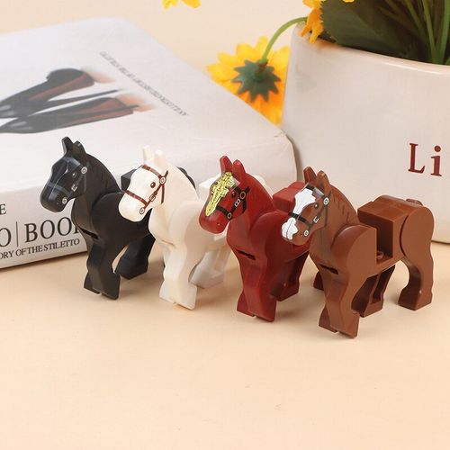 Mini Blocs En Plastique, Figurines De Guerre Médiéval, Chevalier, Cheval, Loup, Selle, Bride, Jouet Pour Enfants