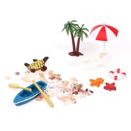 Parapluie De Plage Et Chaise Longue Miniature, 10 Pièces/Ensemble, Kits De Coquillages De Bateau Pour Maison De Poupée, Scènes De Vie, Décoration, Accessoire De Décoration D'aquarium