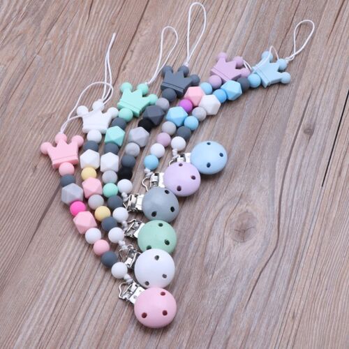 Bébé Mannequin Chaîne Silicone Sucette Clips Perle Clip Factice Infantile Nouveau-Né À La Main Jouet De Dentition Qx2d
