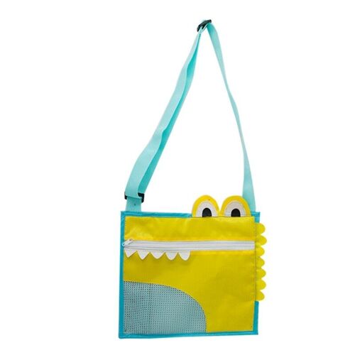 Grand sac de plage polyvalent avec fermeture éclair, sac en maille léger, sac à bandoulière Crocodile mignon pour natation bateau Camping QX2D