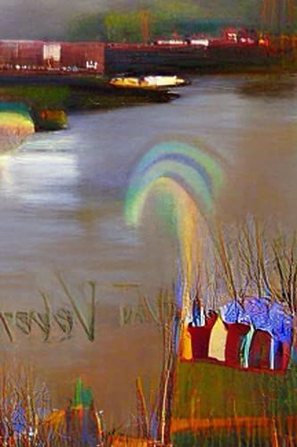 Rainbows On The River Composition Notebook For School Note Taking College Ruled Art Cover: With Front-And-Back Full Cover Neural Network Generated Art!