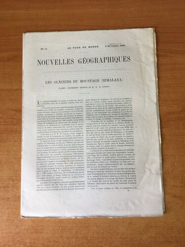 Le Tour Du Monde Nouvelles Geographiques 1893 N° 11 : Les Glaciers Du Moustagh (Himalaya), Le Brésil Ses Italiens Ses Portugais Ses Galicens Ses Allemands