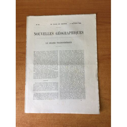 Le Tour Du Monde Nouvelles Geographiques 1894 N° 12 : Le Grand Transsibérien, Le Régime Des Courants Et Des Glaces Dans Le Détroit De Davis, D'après Les Explorations De La "Fylla"...