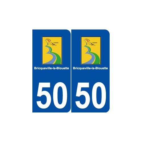 50 Bricqueville-La-Blouette Logo Autocollant Plaque Stickers Ville - Arrondis