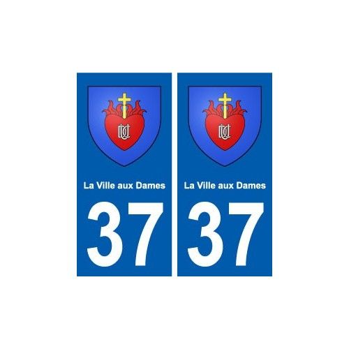 37 La Ville-Aux-Dames Ville Autocollant Plaque Stickers - Droits