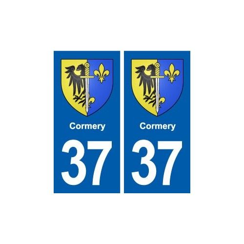 37 Cormery Blason Ville Autocollant Plaque Stickers - Droits