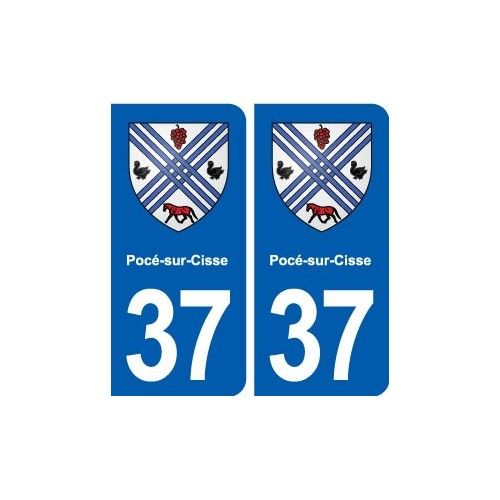 37 Pocé-Sur-Cisse Blason Ville Autocollant Plaque Stickers - Arrondis