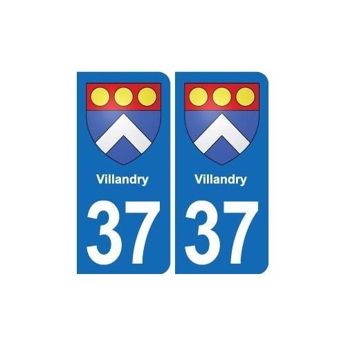 37 Villandry Blason Ville Autocollant Plaque Stickers - Arrondis