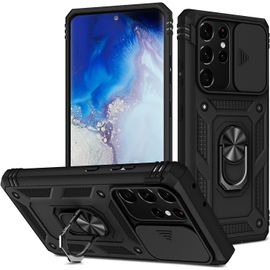 Compatible Avec Coque Samsung S22 Ultra Samsung Galaxy S22 Ultra 5g Case Portefeuille Antichoc Silicone Pc Magnétique Support Etui Avec La Protection De la Vie Privée Samsung S22 Ultra Noir