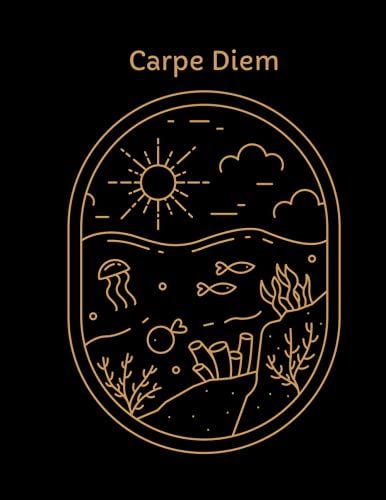 Carpe Diem: Black Cover Unlined Notebook,8.5x11, 100 Pages