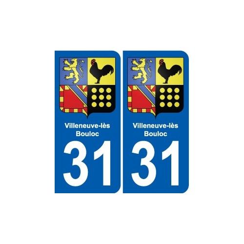 31 Villeneuve-Lès-Bouloc Blason Ville Autocollant Plaque Stickers - Arrondis