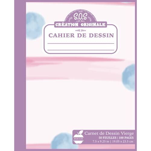 Cahier De Dessin: 100 Pages Composées: 2/3 Page Blanche Et 1/3 À Carreaux Scolaires || Éco-Lié Carnet De Dessin Et De Brouillon Vierge Pour La ... Et Adulte, Couverture Aquarelle Violet)